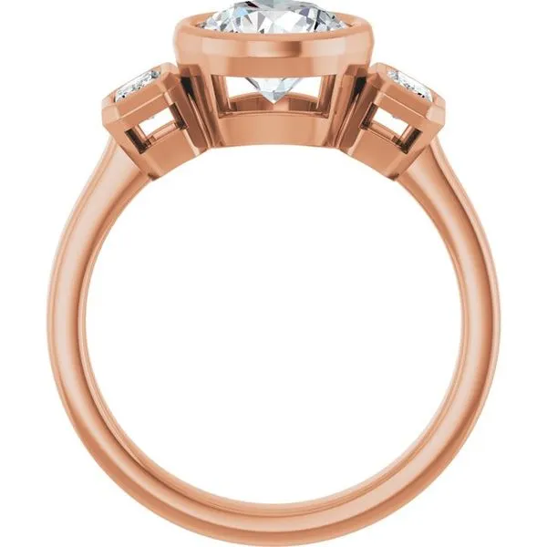 Bezel-Set Three-Stone Engagement Ring Image 2 Vulcan's Forge LLC KANSAS CITY, MO