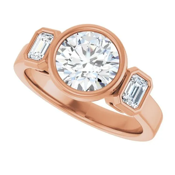 Bezel-Set Three-Stone Engagement Ring Image 5 Natale Jewelers Sewell, NJ