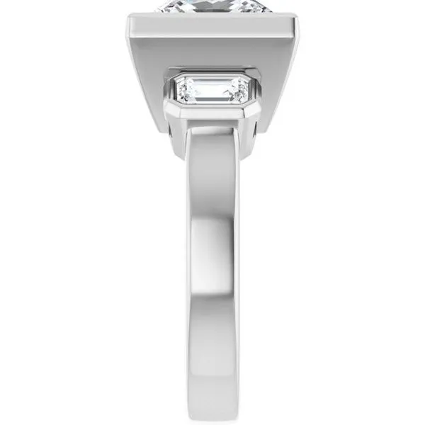 Bezel-Set Three-Stone Engagement Ring Image 4 J. West Jewelers Round Rock, TX