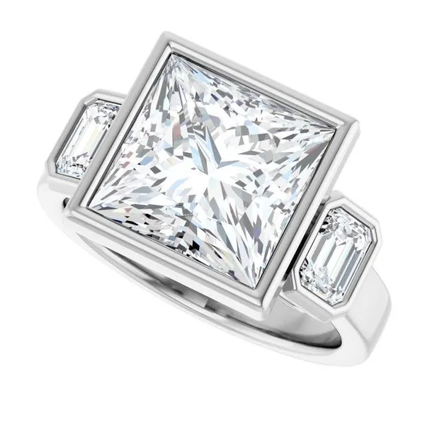 Bezel-Set Three-Stone Engagement Ring Image 5 Jimmy Smith Jewelers Decatur, AL