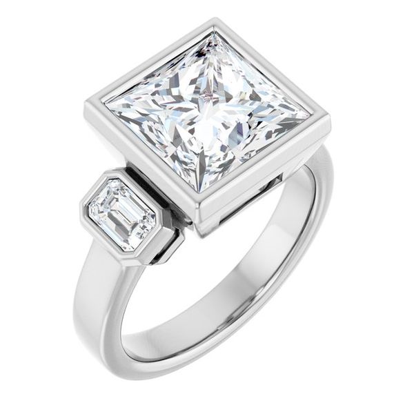 Bezel-Set Three-Stone Engagement Ring