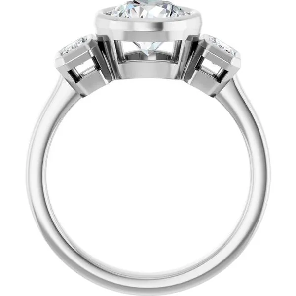 Bezel-Set Three-Stone Engagement Ring Image 2 JF Jones Jewelers Rochester, NY