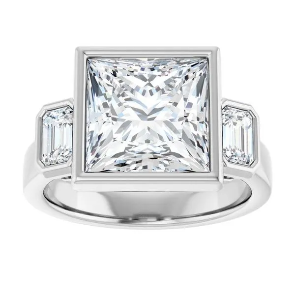 Bezel-Set Three-Stone Engagement Ring Image 3 Jimmy Smith Jewelers Decatur, AL