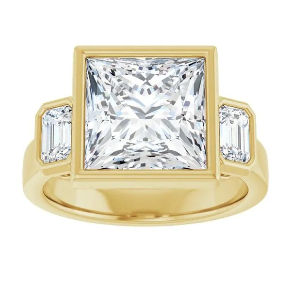 Bezel-Set Three-Stone Engagement Ring Image 3 Clater Jewelers Louisville, KY