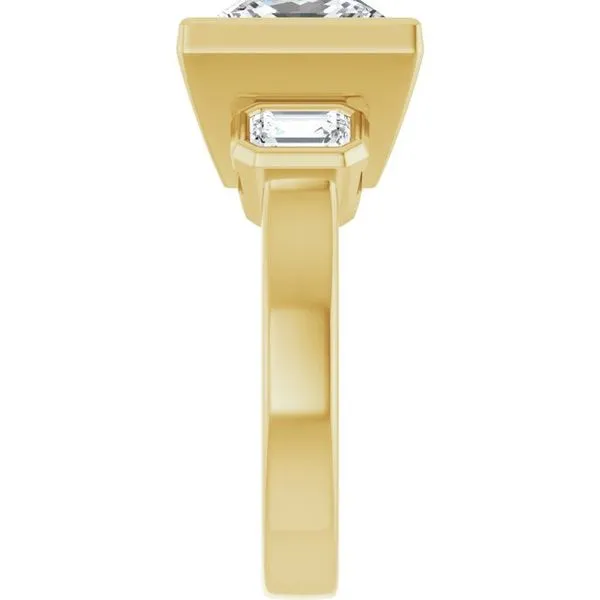 Bezel-Set Three-Stone Engagement Ring Image 4 Hudson Valley Goldsmith New Paltz, NY