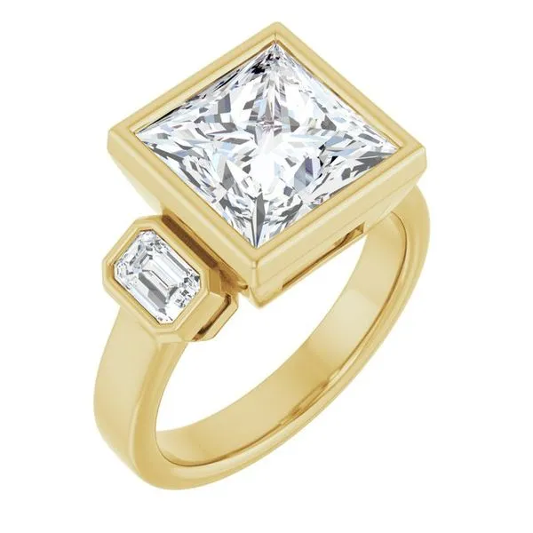 Bezel-Set Three-Stone Engagement Ring J. Thomas Jewelers Rochester Hills, MI