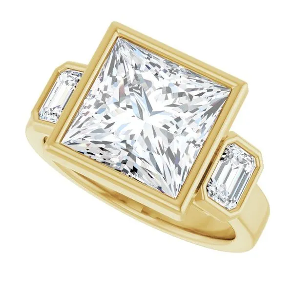 Bezel-Set Three-Stone Engagement Ring Image 5 Austin's Fine Diamonds & Jewelry Lyndhurst, NJ