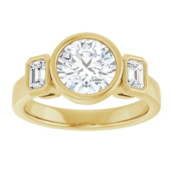 Bezel-Set Three-Stone Engagement Ring Image 3 Clater Jewelers Louisville, KY