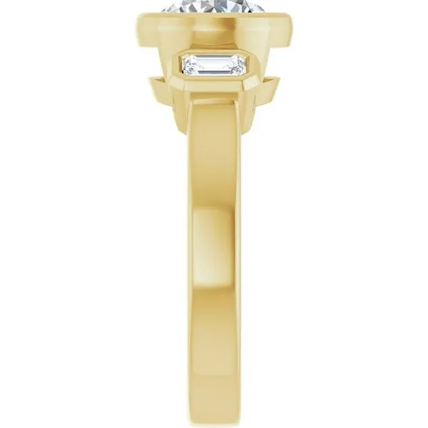 Bezel-Set Three-Stone Engagement Ring Image 4 Austin's Fine Diamonds & Jewelry Lyndhurst, NJ