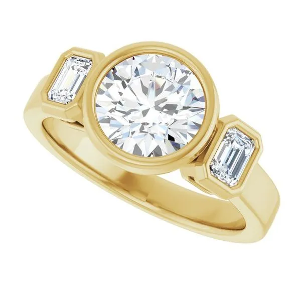 Bezel-Set Three-Stone Engagement Ring Image 5 Natale Jewelers Sewell, NJ