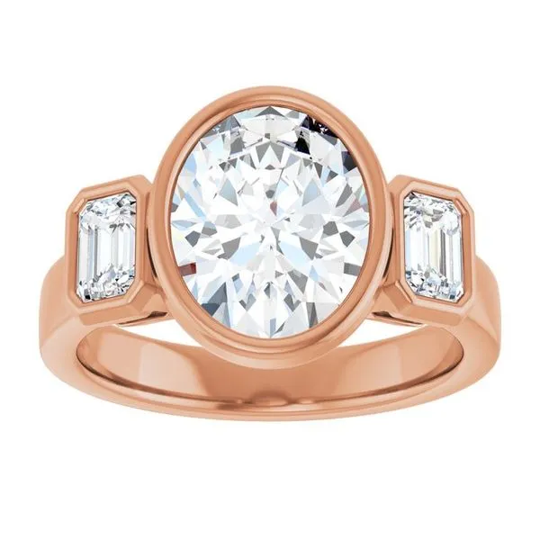 Bezel-Set Three-Stone Engagement Ring Image 3 Don's Jewelry & Design Washington, IA