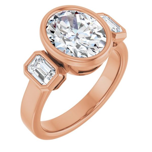 Bezel-Set Three-Stone Engagement Ring