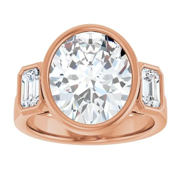 Bezel-Set Three-Stone Engagement Ring Image 3 Paul James Jewelers Angels Camp, CA