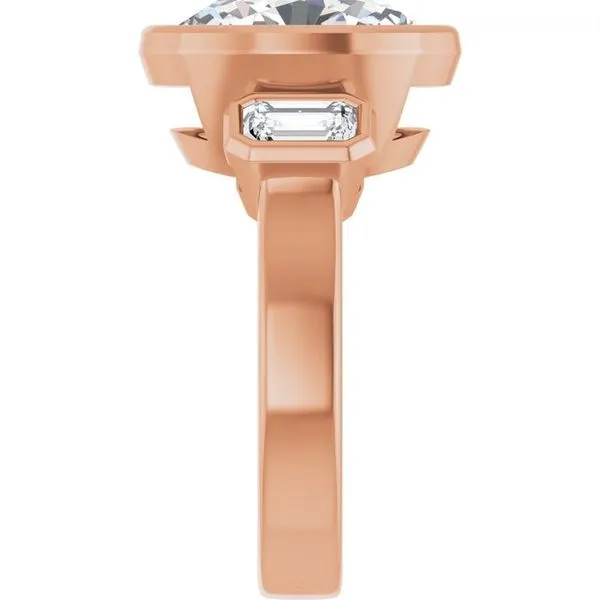 Bezel-Set Three-Stone Engagement Ring Image 4 J. West Jewelers Round Rock, TX