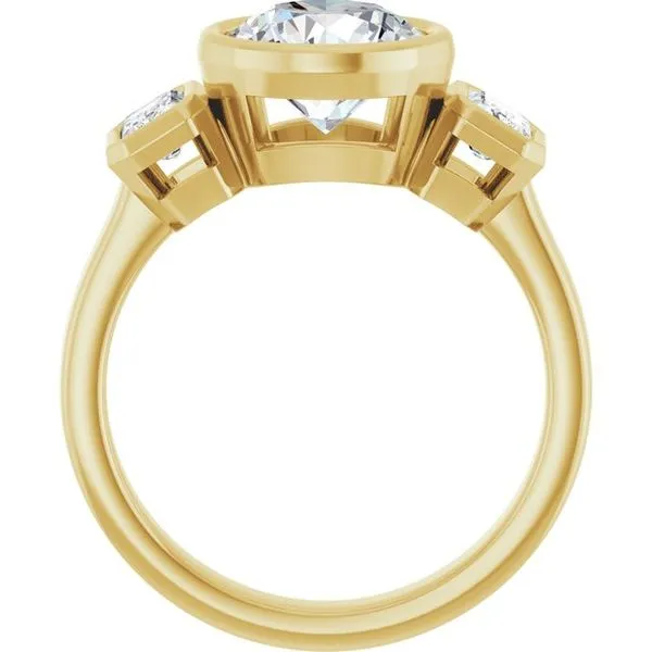 Bezel-Set Three-Stone Engagement Ring Image 2 J. Thomas Jewelers Rochester Hills, MI