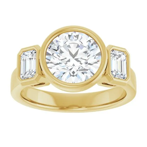 Bezel-Set Three-Stone Engagement Ring Image 3 Mark Jewellers La Crosse, WI
