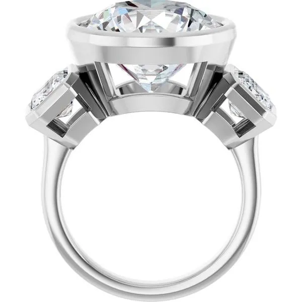 Bezel-Set Three-Stone Engagement Ring Image 2 J. West Jewelers Round Rock, TX