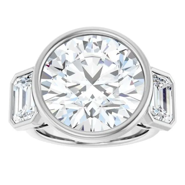 Bezel-Set Three-Stone Engagement Ring Image 3 Vulcan's Forge LLC KANSAS CITY, MO