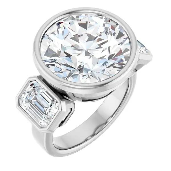 Bezel-Set Three-Stone Engagement Ring J. Thomas Jewelers Rochester Hills, MI