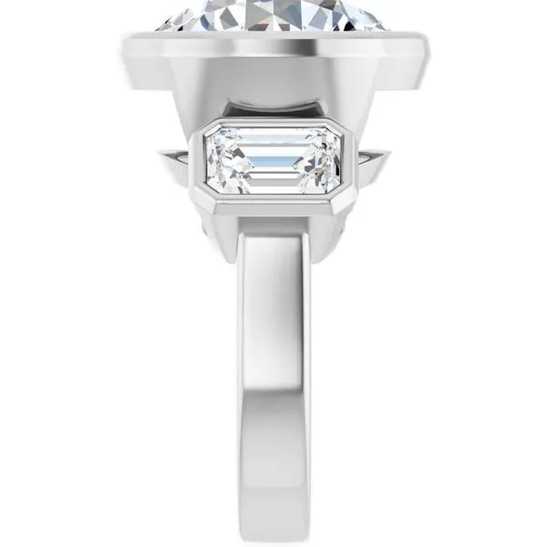 Bezel-Set Three-Stone Engagement Ring Image 4 J. Thomas Jewelers Rochester Hills, MI