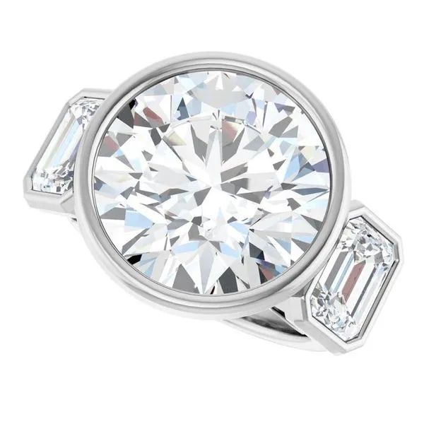 Bezel-Set Three-Stone Engagement Ring Image 5 Stuart Benjamin & Co. Jewelry Designs San Diego, CA