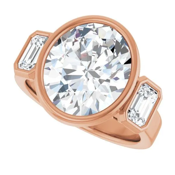 Bezel-Set Three-Stone Engagement Ring Image 5 Shipley's Fine Jewelry Hampstead, MD