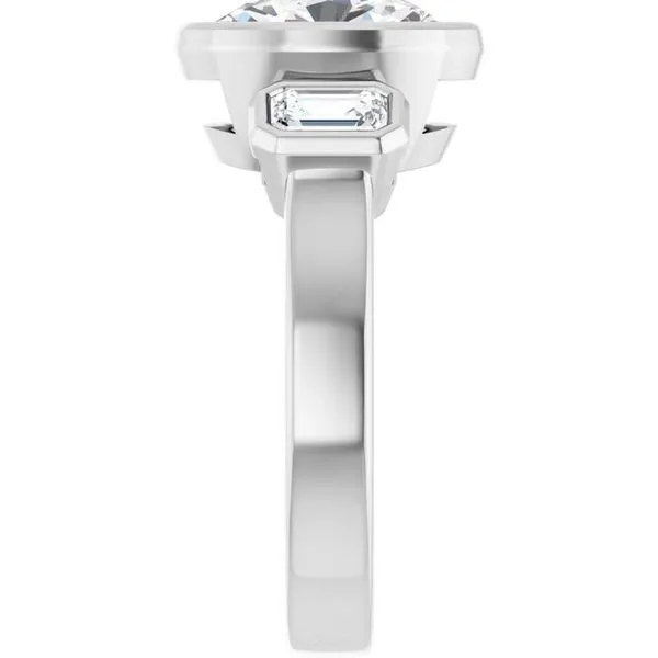 Bezel-Set Three-Stone Engagement Ring Image 4 Raleigh Diamond Fine Jewelry Raleigh, NC