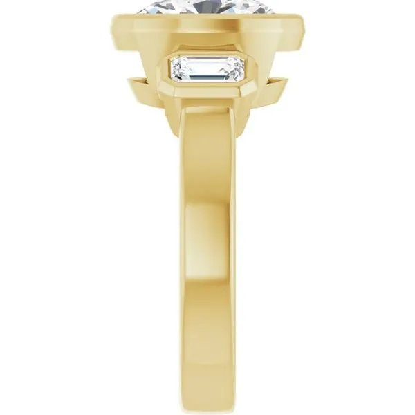 Bezel-Set Three-Stone Engagement Ring Image 4 The Jewelry Source El Segundo, CA