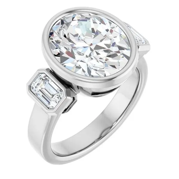 Bezel-Set Three-Stone Engagement Ring J. West Jewelers Round Rock, TX