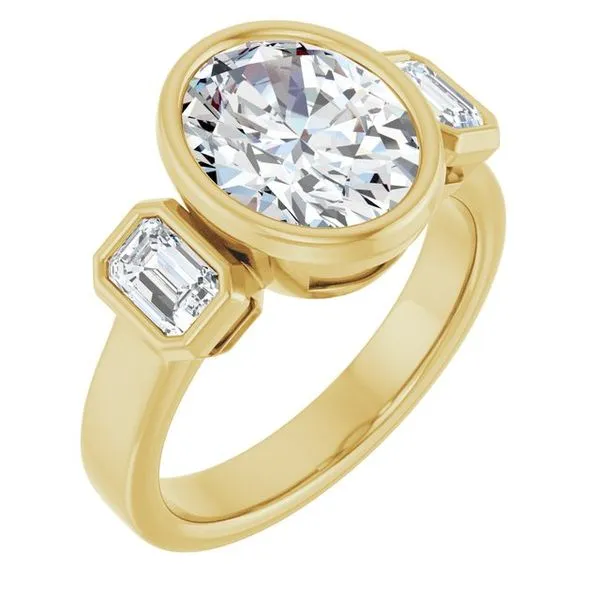 Bezel-Set Three-Stone Engagement Ring JF Jones Jewelers Rochester, NY