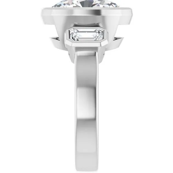 Bezel-Set Three-Stone Engagement Ring Image 4 The Jewelry Source El Segundo, CA