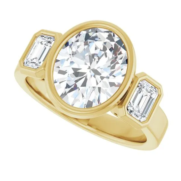 Bezel-Set Three-Stone Engagement Ring Image 5 Paul James Jewelers Angels Camp, CA