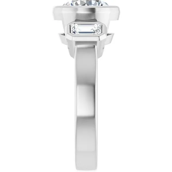 Bezel-Set Three-Stone Engagement Ring Image 4 House of Silva Wooster, OH