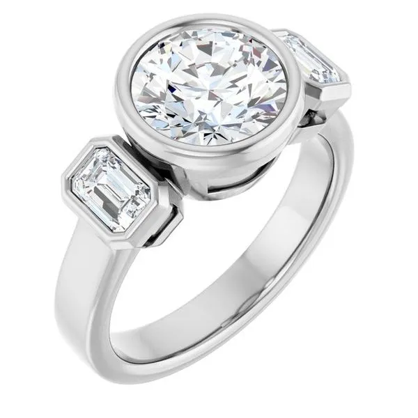 Bezel-Set Three-Stone Engagement Ring Arezzo Jewelers Elmwood Park, IL
