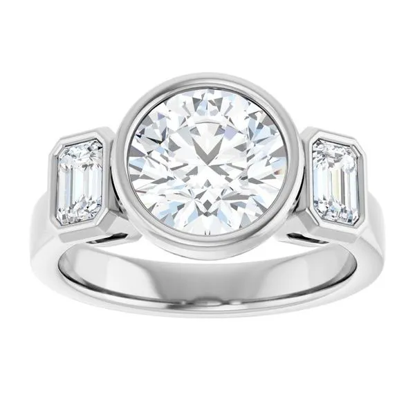 Bezel-Set Three-Stone Engagement Ring Image 3 Northwood Jewelers Northwood, OH