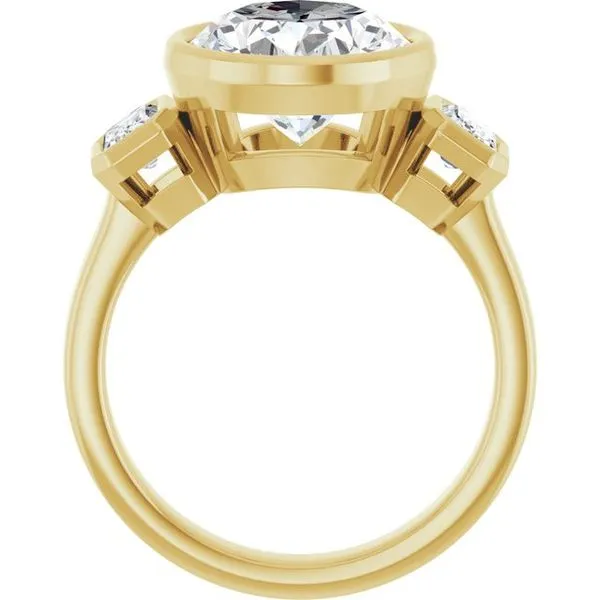 Bezel-Set Three-Stone Engagement Ring Image 2 JF Jones Jewelers Rochester, NY