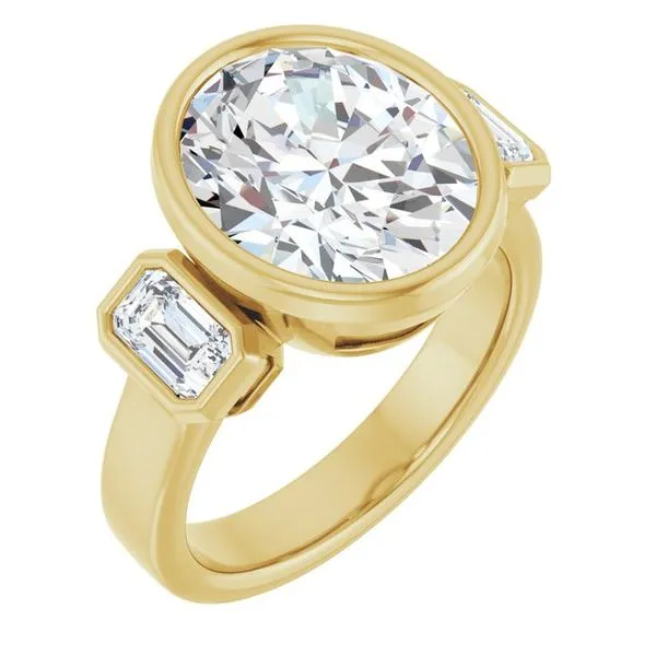 Bezel-Set Three-Stone Engagement Ring JF Jones Jewelers Rochester, NY