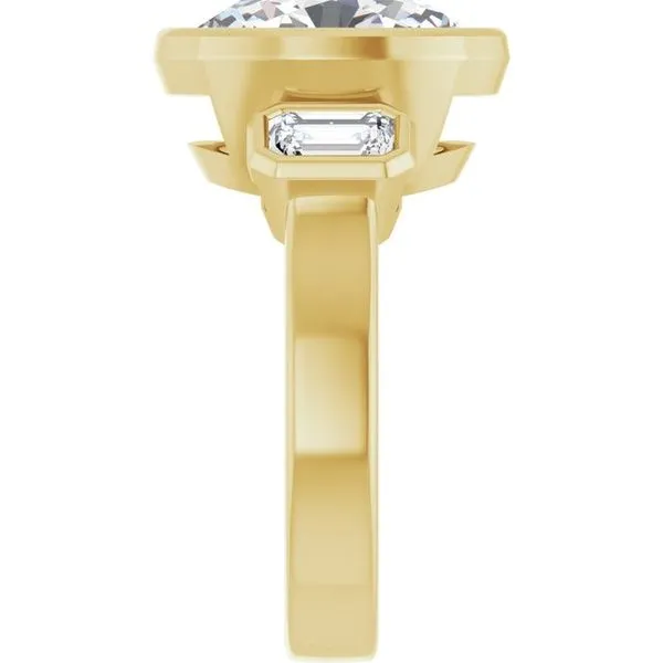 Bezel-Set Three-Stone Engagement Ring Image 4 J. West Jewelers Round Rock, TX