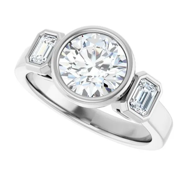 Bezel-Set Three-Stone Engagement Ring Image 5 Don's Jewelry & Design Washington, IA