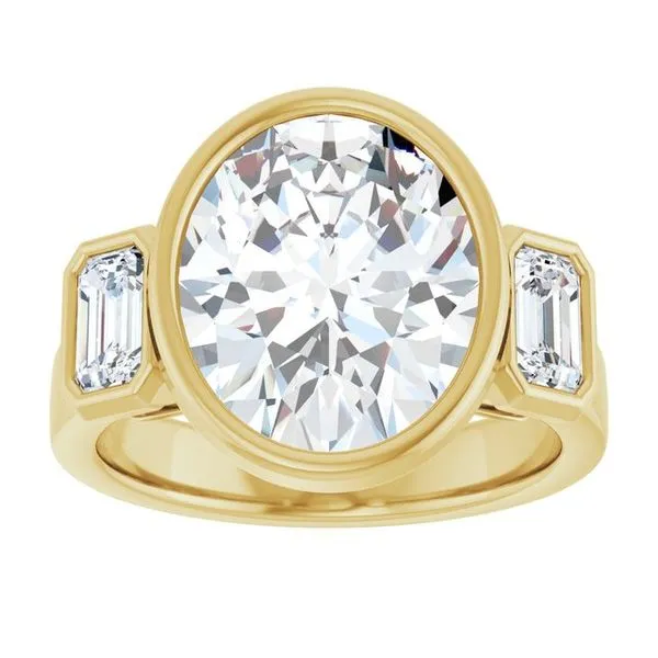 Bezel-Set Three-Stone Engagement Ring Image 3 Clater Jewelers Louisville, KY