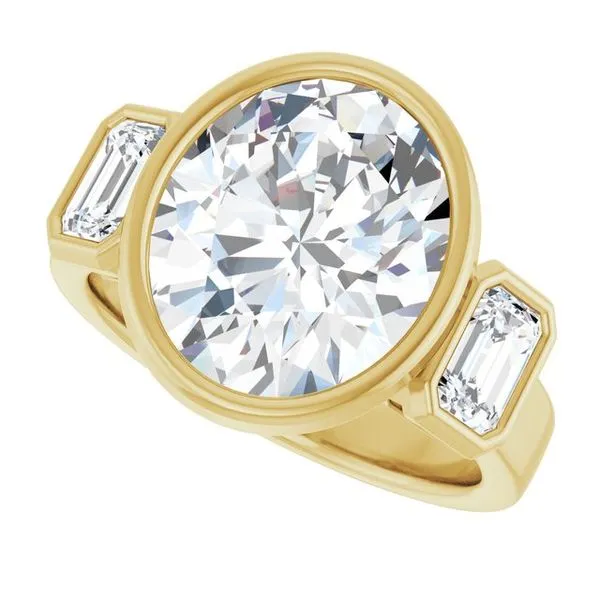 Bezel-Set Three-Stone Engagement Ring Image 5 Clater Jewelers Louisville, KY