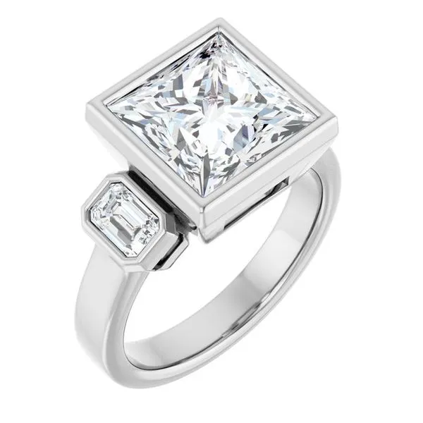 Bezel-Set Three-Stone Engagement Ring Austin's Fine Diamonds & Jewelry Lyndhurst, NJ