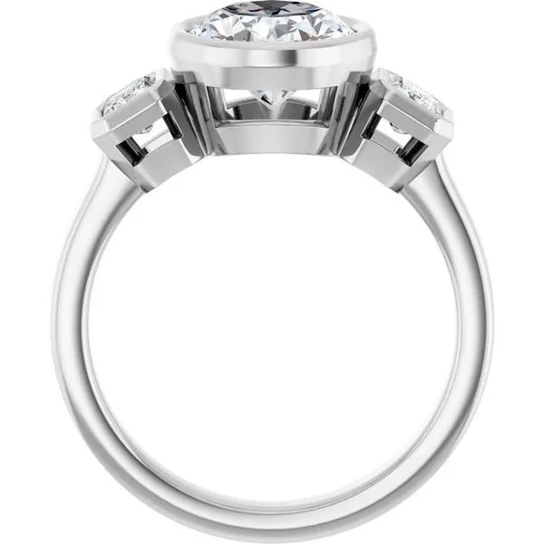 Bezel-Set Three-Stone Engagement Ring Image 2 Stuart Benjamin & Co. Jewelry Designs San Diego, CA