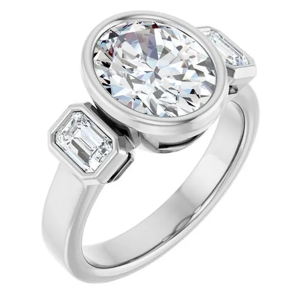 Bezel-Set Three-Stone Engagement Ring Don's Jewelry & Design Washington, IA