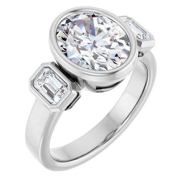 Bezel-Set Three-Stone Engagement Ring