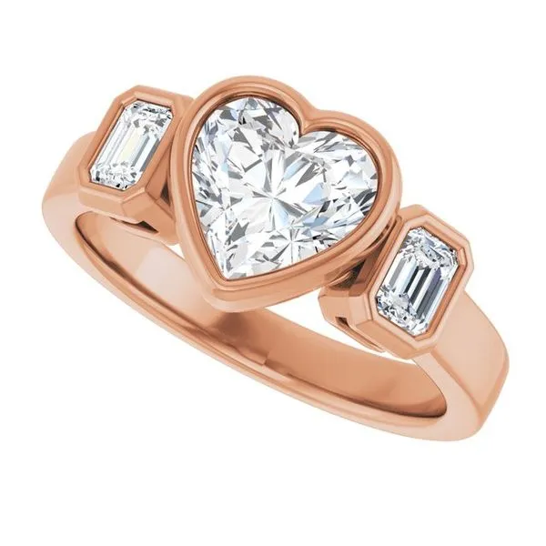 Bezel-Set Three-Stone Engagement Ring Image 5 J. West Jewelers Round Rock, TX