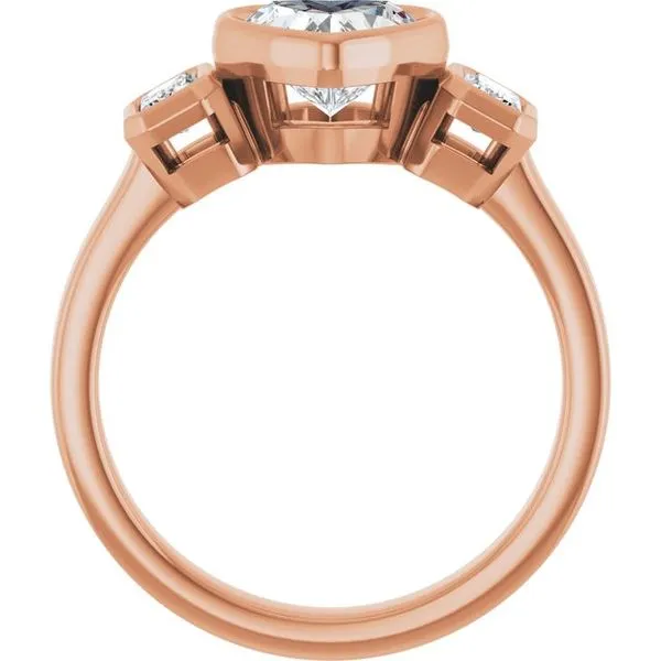 Bezel-Set Three-Stone Engagement Ring Image 2 Michael Szwed Jewelers Longmeadow, MA