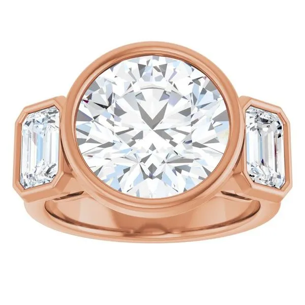 Bezel-Set Three-Stone Engagement Ring Image 3 Raleigh Diamond Fine Jewelry Raleigh, NC