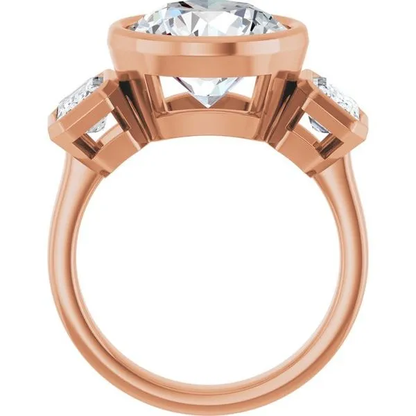Bezel-Set Three-Stone Engagement Ring Image 2 Ocean View Jewelers Millville, DE
