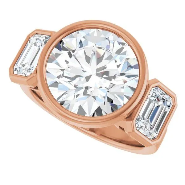 Bezel-Set Three-Stone Engagement Ring Image 5 J. West Jewelers Round Rock, TX